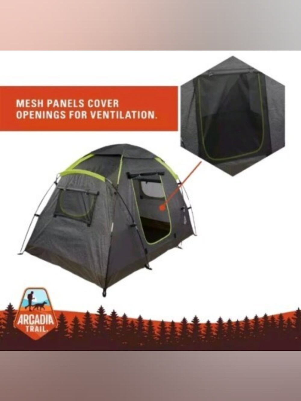 DISCONTINUED - Arcadia Gray Wave Double Dog Shade Tent. NWT